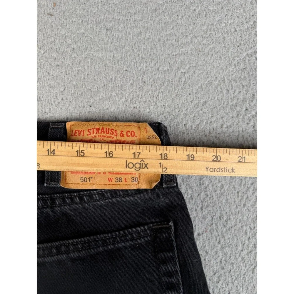 LEVI'S 501 Jeans Mens 38 x 30 Black Work Farm Streetwear Western Cowboy